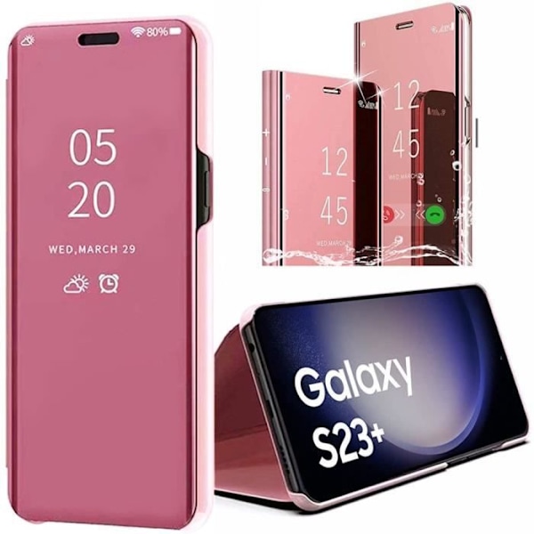 Fodral för Samsung Galaxy S23+ (S23 Plus) Stötsäker spegeleffekt Design Fullt skydd Rosa Rosa