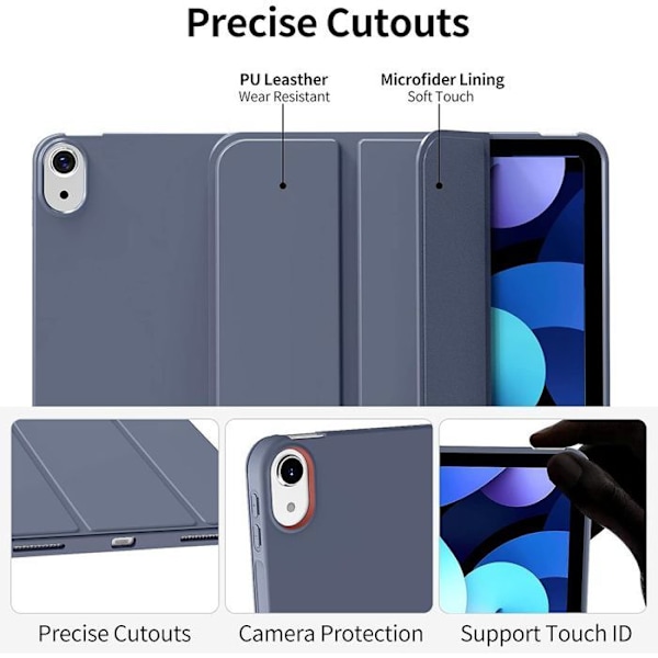 Coque + Tempereret Glas til iPad 10,2 Tommer (7/8/9. Generation, 2019/2020/2021) Stødabsorberende Beskyttelse Standby-Vække - Violet Lila