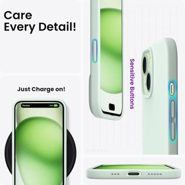 Skal för iPhone 15 Plus, Ultra Slim Silikon Grön + 2 skärmskydd i härdat glas
