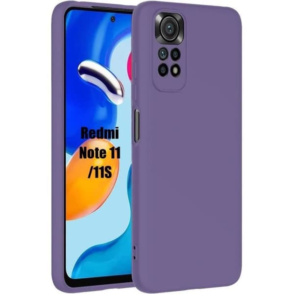 Coque - E.F.CONNECTION - För Xiaomi Redmi Note 11-Note 11S - Flytande Silikon - Ultra Slim - Mörklila Mörklila