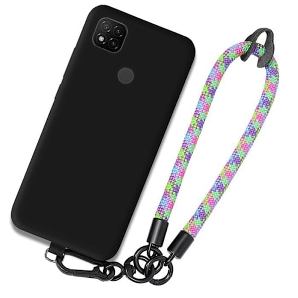 Fodral till Xiaomi Redmi 10A - Redmi 9C, svart TPU Stötsäker anti-skrapa med robust rem i flera färger