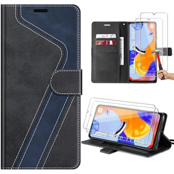 Mobilskal för Xiaomi Redmi Note 12 Pro 4G - Xiaomi - Syntetskt läder - Inbyggt stativ - Svart - Unisex Svart, Marinblå