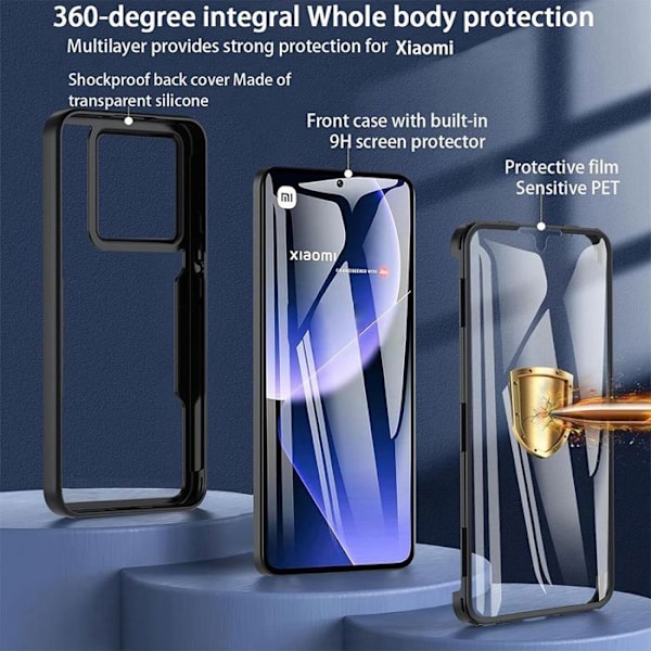Coque för Xiaomi 15 Pro - Svart Hård Reptålig 360 Graders Integrerad Solid Skydd Svart