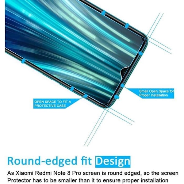 Skyddsfäilm - E.F.CONNECTION - Redmi Note 8 Pro - Härdat glas - Skydd 9H - 4 stycken Transparent