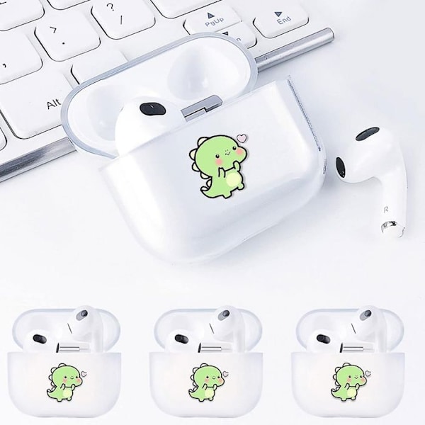 Coque för AirPods 4 2024, Stöttålig Anti-Rip Anti-Rip Hård Transparent Dinosaur Mönster Transparent