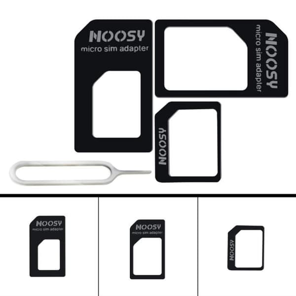 Adapter Nano Sim-kort 4 i 1 Micro iPhone HTC SAMSUNG Noosy svart