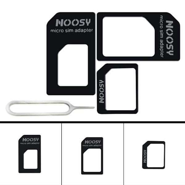 Nano Sim Card Adapter 4 i 1 Micro iPhone HTC SAMSUNG Noosy sort