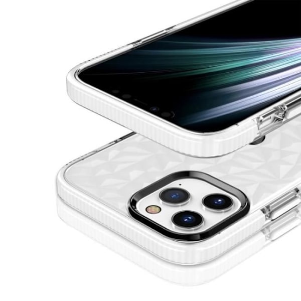 Silikonetui til iPhone 12 Pro Max, solid stødsikker beskyttelse 3D Elegant diamantmønster - hvid Vit