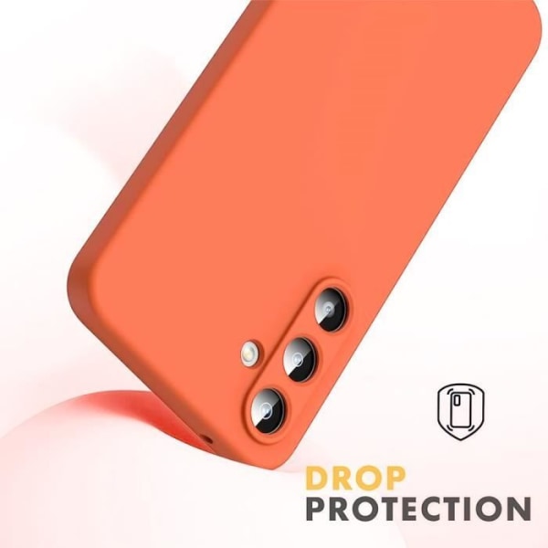 Fodral för Xiaomi Redmi Note 13 4G (ej för 5G) - Ultra Slim Liquid Silicone Protection Orange + 2 härdade glasögon