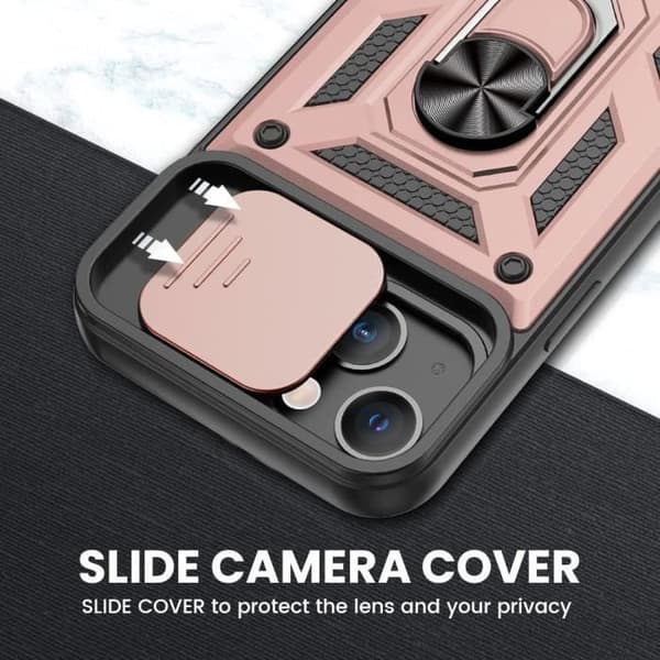 Skyddsskal - E.F.CONNECTION - för iPhone 13 - Slim - Stötsäker - Stödring Rosa