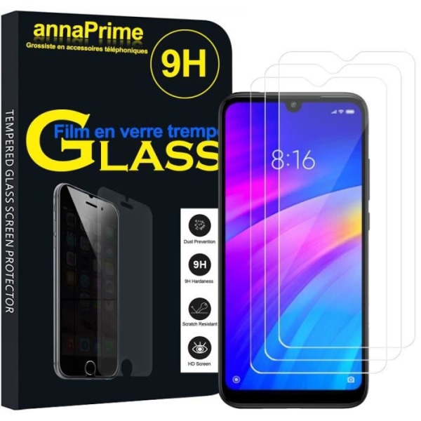 För Xiaomi Redmi 7 6,26": 3-pack skärmskyddsfilm av härdat glas TRANSPARENT