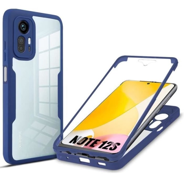 Etui til Xiaomi Redmi Note 12S Navy Blue Hard Anti-ridse 360 graders beskyttelse Fuld krop Solid