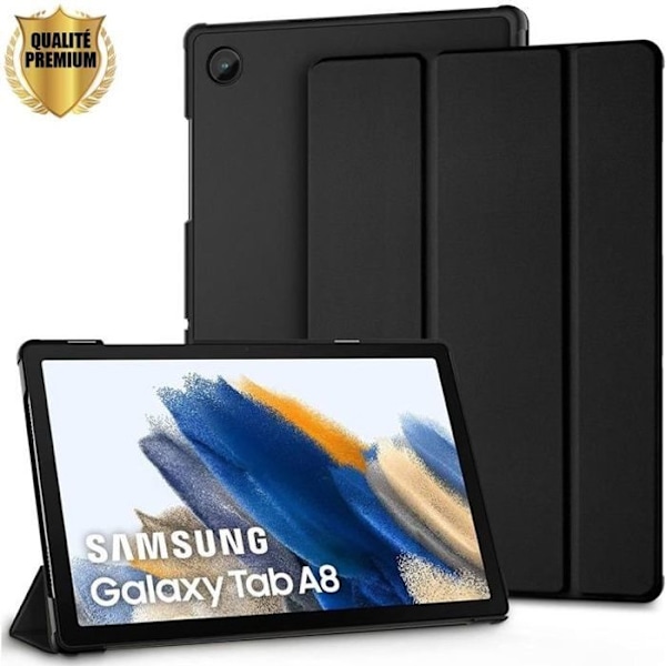 Coque Tablett - för Samsung TAB A8 - Svart Fodral - Stöd Funktion - Automatisk Väcka-Sömn Svart