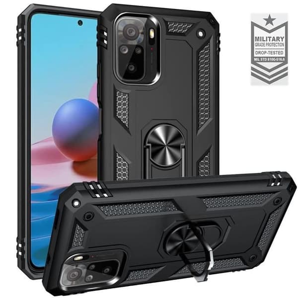 Skyddsskal - E.F.CONNECTION - Redmi Note 10S - Styv - Stödande Ring - Magnetplatta Svart