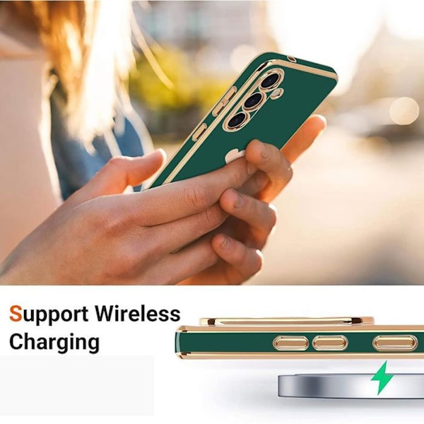 Coque til Xiaomi 15 - Hjerte Mønster, Anti-Ridse, Blød TPU Grøn Nat + 2 Tempererede Glas Nattgrönt