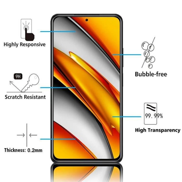 Til Xiaomi Poco F3- Mi 11i 6,67": 1 skærmbeskytter af hærdet glas