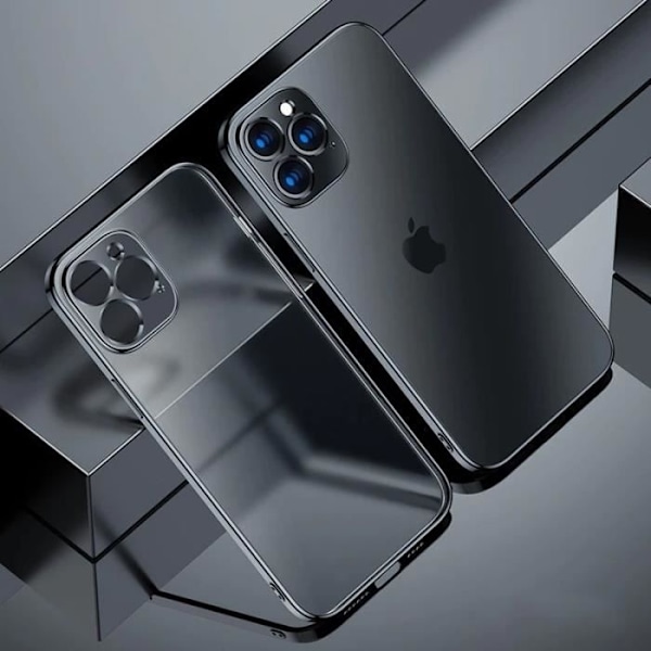 TPU-fodral för iPhone 13 Pro (6.1') Svart ram + 2 härdade glasögon E.F.Connection® Protection Svart