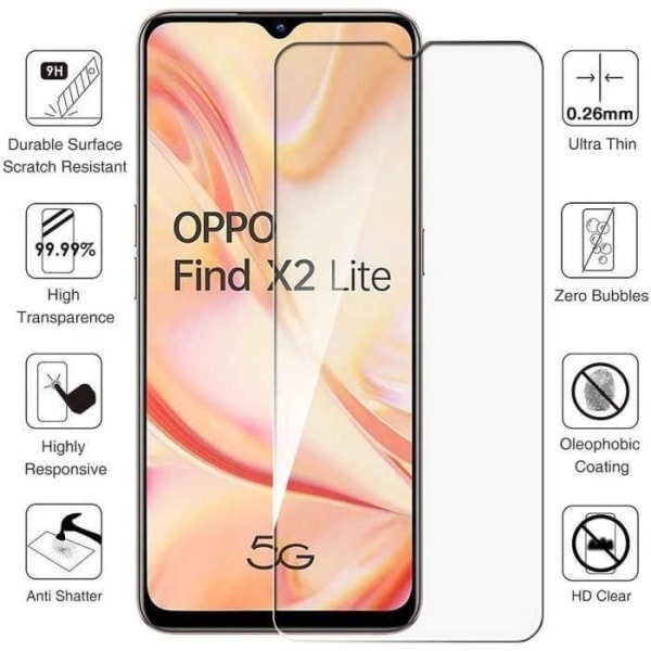 [3-pack] Oppo Find X2 Lite härdat glas, härdat glas skyddsfilm [Ultra Resistant 9H hårdhet] för Oppo Find X2 Lite