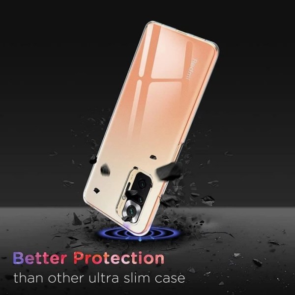 Fodral för Redmi Note 10 Pro 5G (6,67 tum) Mjuk, hög motståndskraftig stötsäker silikon + härdat glas
