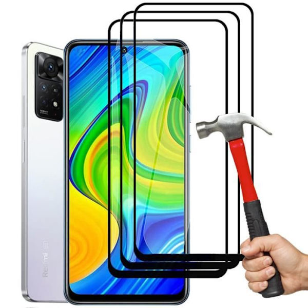 Skærmbeskyttelse - E.F.CONNECTION - til Redmi 8 - Hærdet glas - Sort - Pakke med 3 Transparent med svart kant