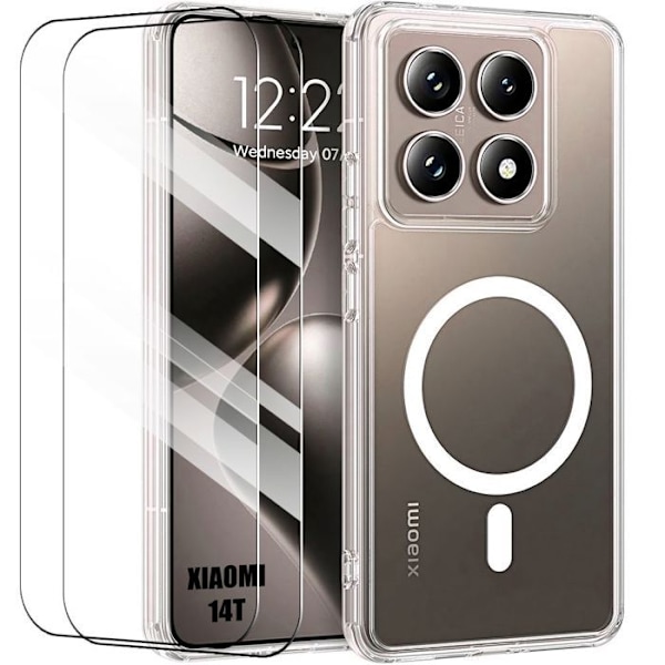 Coque för Xiaomi 14T - med Magnetcirkeln + 2 Härdat Glas - E.F.Connection® Transparent