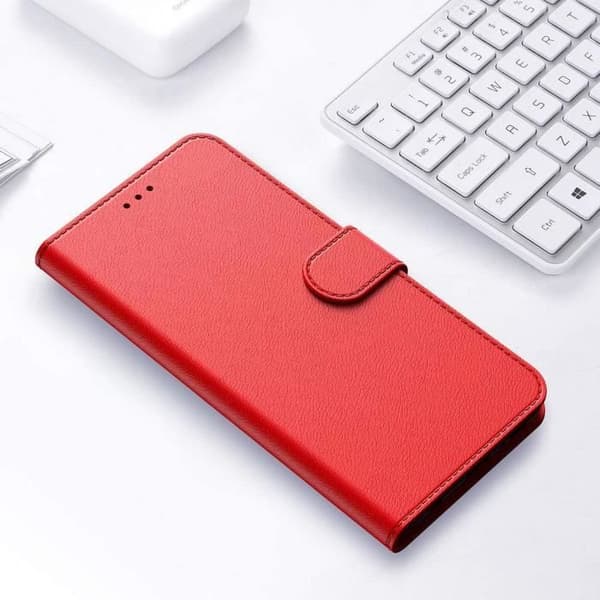 Coque och Härdat Glas - E.F.CONNECTION - för Redmi Note 9 Pro/Note 9S - Röd - 360 Graders Skydd - Mjukt Läder Röd