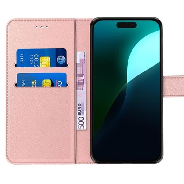 Coque - E.F.CONNECTION - för iPhone 16 - Rosa - Syntetiskt läder - Repellerande Rosa
