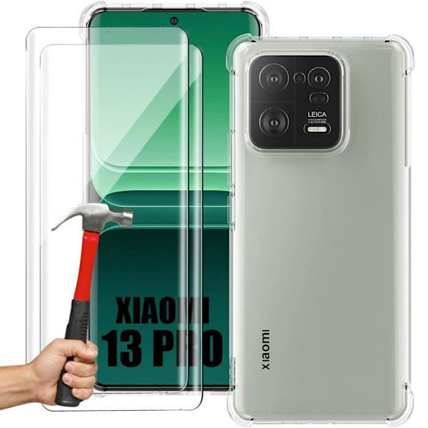 Transparent fodral för Xiaomi 13 Pro Stötsäker + 2 härdade glasögonskydd