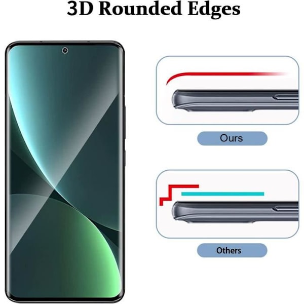[2 delar] Härdat glas för Xiaomi 13 Pro - E.F. CONNECTION - 3D Full Protection - Svart Transparent med svart kant
