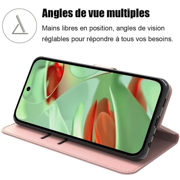 Coque för Google Pixel 9 Pro - MÄRKE - Flip Case Läder Effekt - Rosa - Mjuk - Fällbart Stöd Rosa