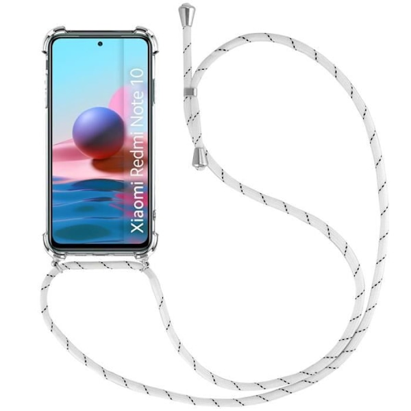 Fodral för Redmi Note 10 4G (6,43") Stötsäkert skydd Förstärkta TPU-hörn medföljer vit sladd Transparent-Vit