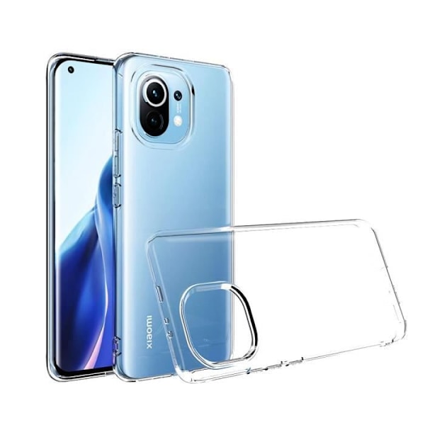 VCOMP - För Xiaomi Mi 11 Lite- Mi 11 Lite 5G 6,55": UltraSlim Gel Silikonfodral - TRANSPARENT + 3 härdat glasfilmer VIT