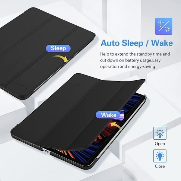 Coque Tablet - E.F.CONNECTION - til iPad Pro 12.9 - PU Læder - Sort - Multi-vinklet Støtte Svart
