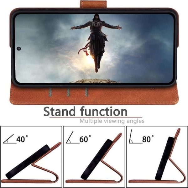 Helt fodral till Samsung Galaxy S24 Ultra - Brunt lädereffektskydd med bordstelefonhållare