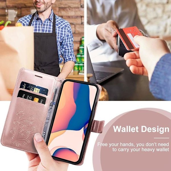 Skydd för Xiaomi Redmi Note 14 Pro Plus 5G/Note 14 Pro+ 5G, Skyddseffekt Läder Mönster Fjäril Rosa Rosa