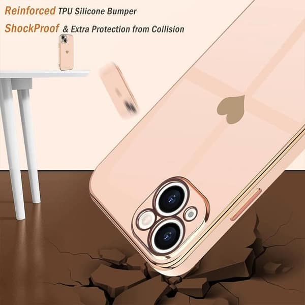 Coque Cordon - för iPhone 15 Plus - Stötdämpande - Hjärtmönster - Mjuk - Rosa Rosa