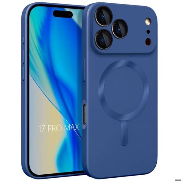 Coque TPU - E.F.Connection - för iPhone 17 Pro Max - Silikon Magnetisk Cirkel - Marinblå marinblå
