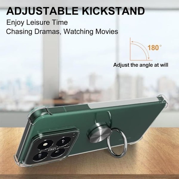Siliconskal - Xiaomi - 14 - Transparent - 360° Rotterande Ring - Mjuk Transparent