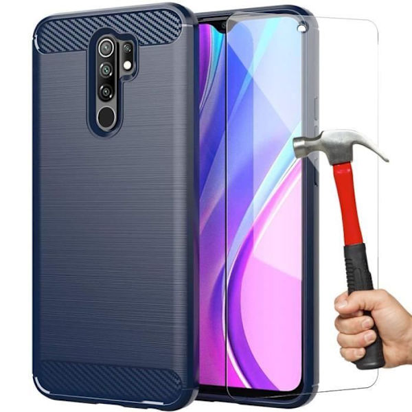 Fodral för Redmi 9 (6,53") härdat glas ingår Klassiskt mönster Stål Funktioner Förstärkt skyddsdesign Tpu Marinblå marinblå
