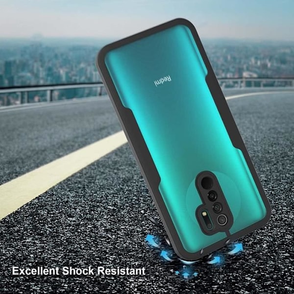 Fodral för Redmi 9 (6,53") 360 graders skydd mot repor, hård tjock förstärkt kant Svart