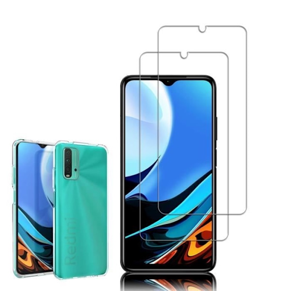 Coque - Xiaomi - Redmi 9T/9 Power - UltraSlim - Transparent - 2x Härdat Glas TRANSPARENT