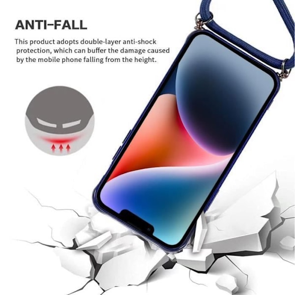 Skydd, E.F.CONNECTION, för iPhone 14, Slim, Lätt, Stötsäker, Mörkblå marinblå