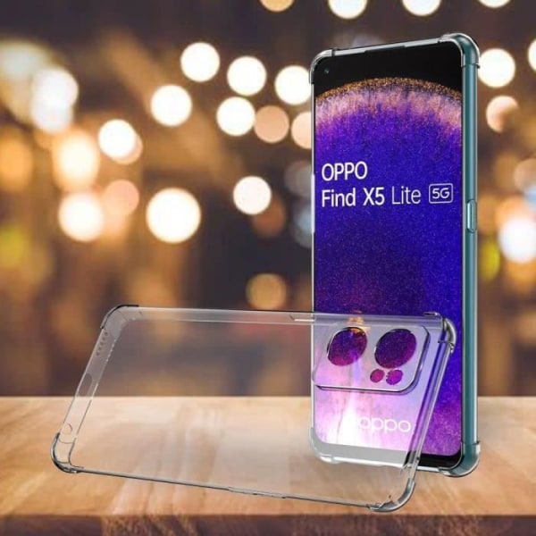 Silikonetui til OPPO Find X5 Lite stødsikker beskyttelse med høj modstand 4 hjørner Transparent