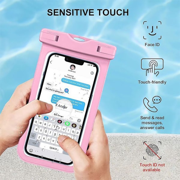 Vandtæt Cover til Samsung Galaxy A06 A05s A14 A15 A16 A26 A36 A56 A25 A35 A34 A55 A54 A53 - IPX8 Beskyttelse med Rosa Kant Rosa