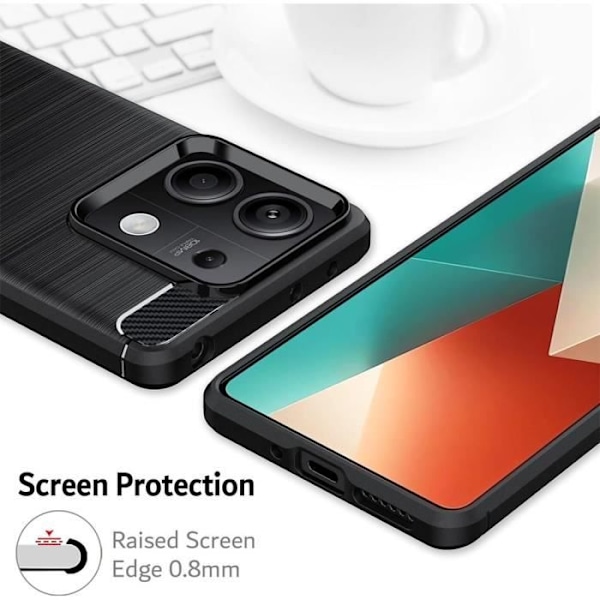 Fodral till Xiaomi Redmi Note 13 5G (ej för 4G) Silikon Kolfiber Stötsäkert skydd Svart