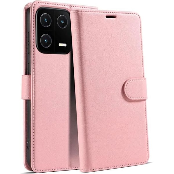 Fodral till Xiaomi 13 - E.F.CONNECTION - Rosa - Anti-Scratch - Korthållare - Mjukt PU-läder 360 grader Rosa