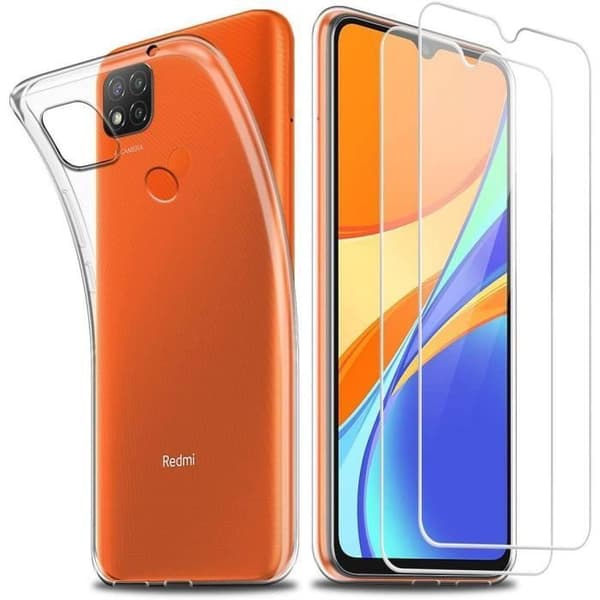 Skyddsskal - E.F.CONNECTION - Redmi 9C - Flexibelt - Transparent - Härdat Glas Transparent