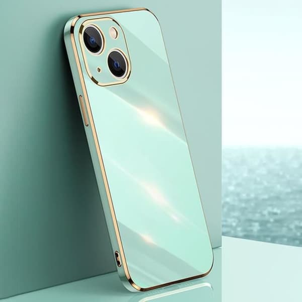 Skyddsskal - E.F.CONNECTION - för iPhone 12 Pro Max - Turkos - 2 Härdade Glas - Guldkanter Turkos