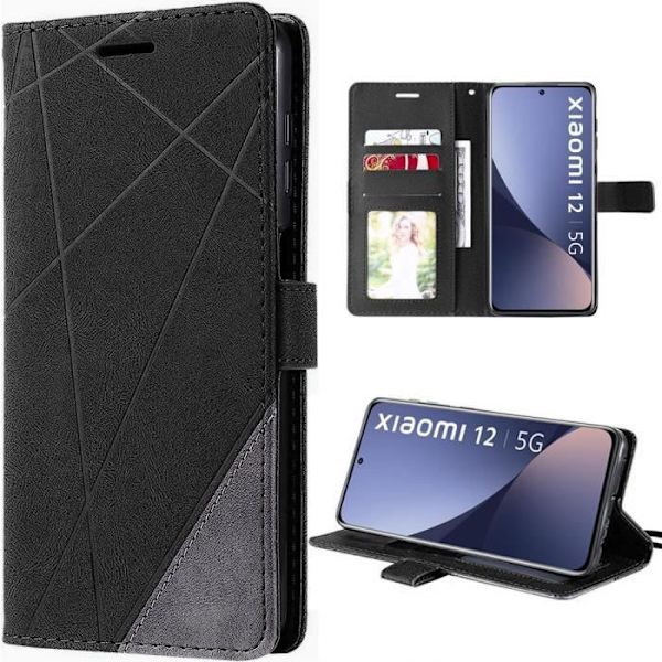 Etui til Xiaomi 12-12X - Magnetisk lukning massiv lædereffekt Elegant sort