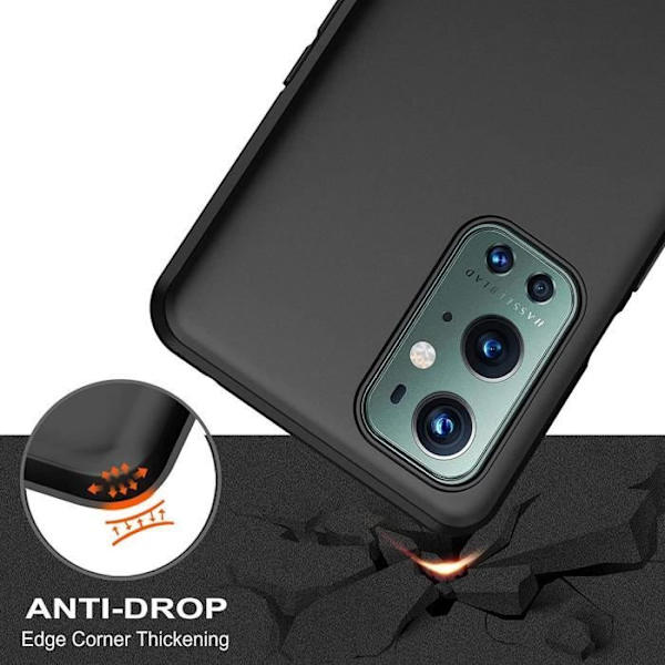 Skyddsskal - E.F.CONNECTION - Oneplus 9 Pro - Svart Silikon - Mjuk - Matt Finish Svart